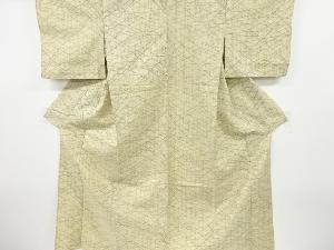 アンティーク　線描き模様織り出し手織り紬単衣着物